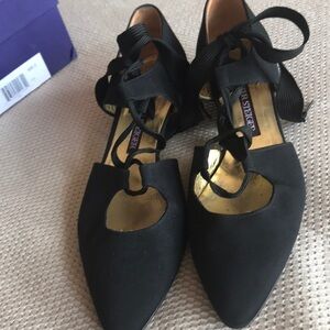 Walter Steiger black silk tie evening pumps